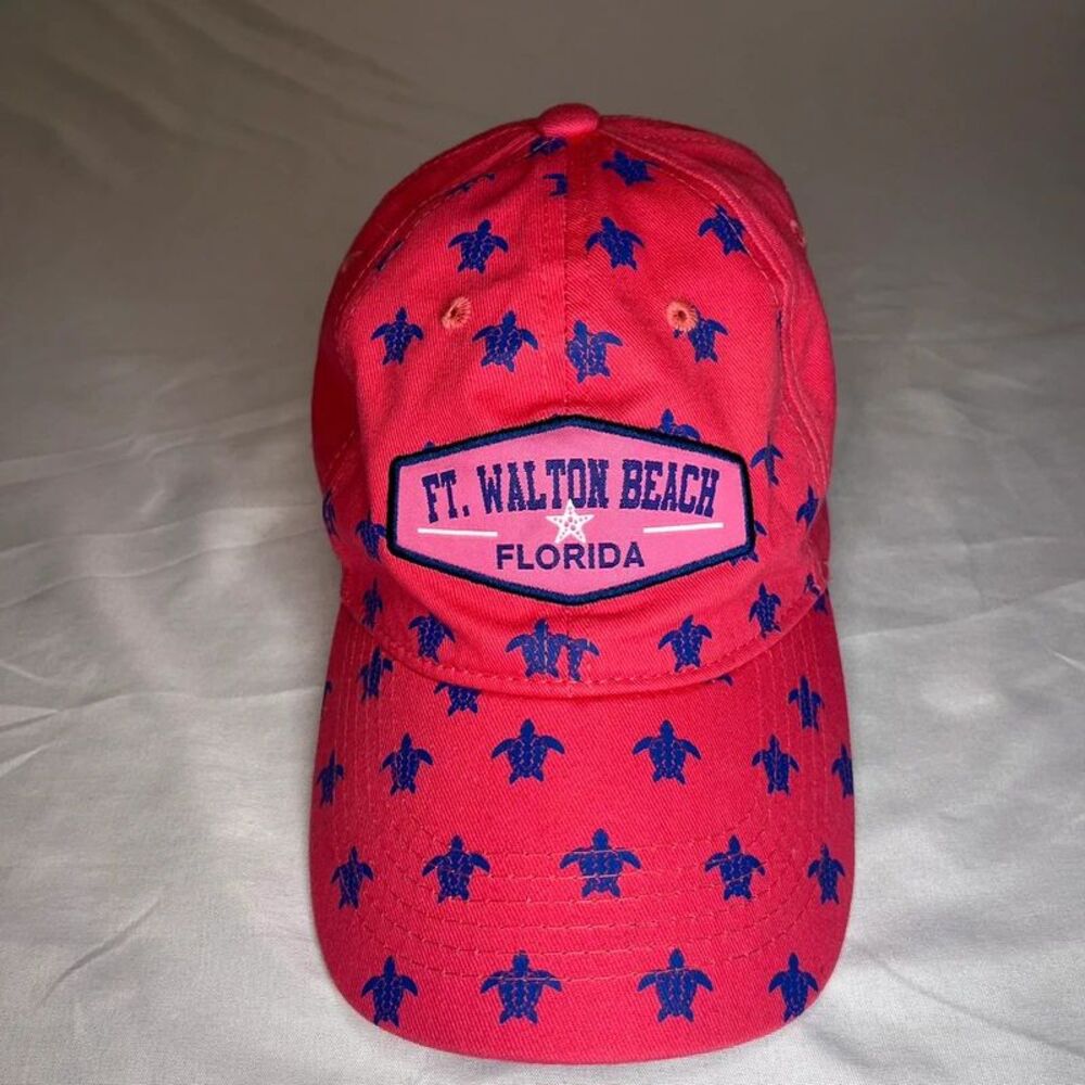 Alvin’s Island Ft. Walton Beach Florida Souvenir Red Baseball Cap w/ Blue Turtle